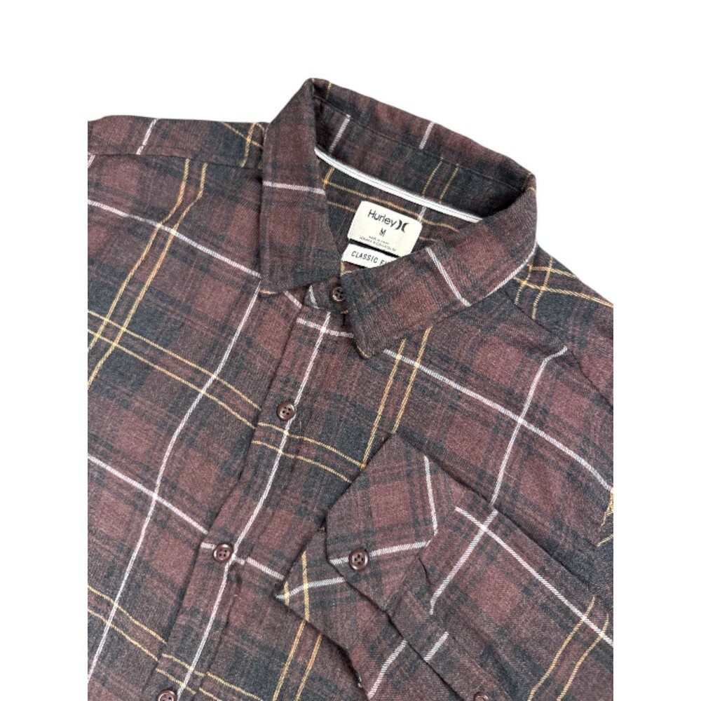Hurley Vedder Washed Flannel Button Up Shirt Classic Fit Medium El Dorado
